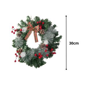Karácsonyi koszorú díszekkel és tobozokkal - 30cm 146750052 - Koszorú