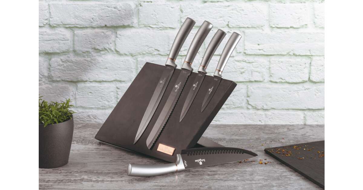 6-Piece Knife Set w/ Magnetic Holder Rose Gold Collection - Berlinger Haus  US