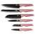 Berlinger Haus BH-2595 6 piece knife set, pink, black blades, rose gold handles