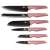 Berlinger Haus BH-2595 6-piece pink knife set, includes chef's knife, bread knife, santoku knife, utility knife, paring knife, and santoku knife