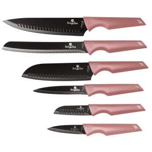 Berlinger Haus BH-2595 6 piece knife set, pink, black blades, rose gold handles - Kitchen Knife