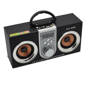 KA-D06 Hordozható Bluetooth Hangszóró, MP3 Lejátszóval, Rádióval – 8 W, Ezüst / Fekete