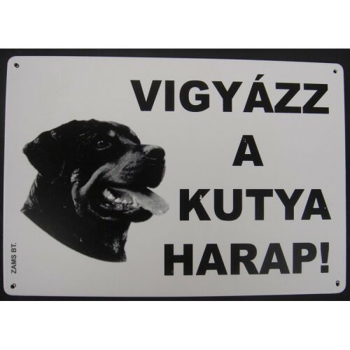 Kutya Harap Tábla Fém A/5 (többféle)