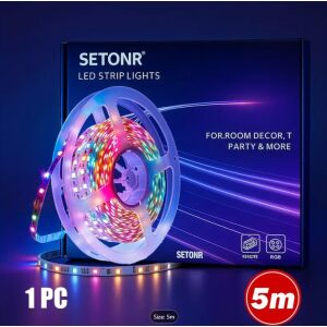 5 méter, öntapadós, távirányítós, állítható fényerő, hangulatvilágítás, 5050RGB-5M TV-hez, PC-hez, bútorokhoz, falakhoz, éjjeliszekrényhez, nappalihoz, fesztivál dekorációhoz, játékbuli dekorációs világításhoz, TV háttérvilágításhoz, bár dekorációhoz. 5050 RGB LED szalag 146753534 - Világítástechnikai előtét