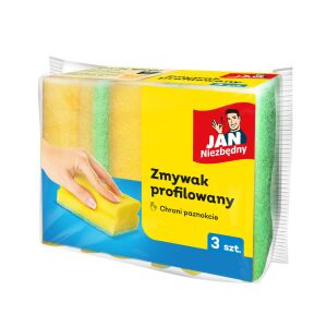 JAN NIEZBĘDNY Zmywak profilowany - chroni paznokcie 1op.-3szt 146755028 - Gąbka do mycia naczyń