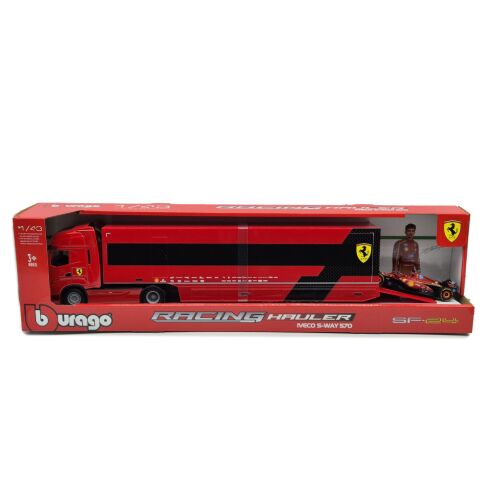 Ferrari kamion szett - Iveco Fiat S-Way 570 - SF-24 F1 #16 - Charles Leclerc versenyautó -  Bburago - 1:43 146774978