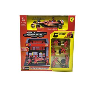 Ferrari Pit Stop - boxutca diorama szett - SF-24 F1 #55 (2024) - Carlos Sainz - szerelőkkel -  Bburago - 1:43 146775069 - Bburago