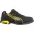 Puma Amsterdam Low S3L munkavédelmi cipő, fekete munkavédelmi cipő sárga díszítéssel
