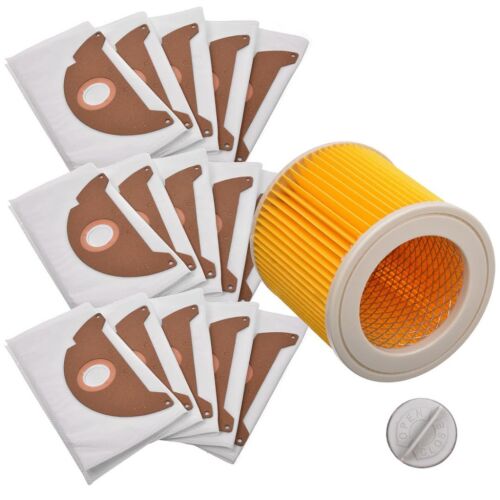 15x prachové vrecká zo syntetického mikrovlákna + zosilnený vzduchový filter pre vysávače Karcher A 2004 A 2024 A 2054 146777299