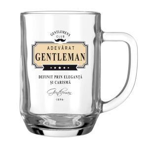 Bierkrug, Gentleman, 500 ml, witzige Botschaft „definiert durch Eleganz und Charisma“