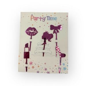 Torta beszúró, Barbie szett, műanyag, pink, 5db 146784493 - Party kellék