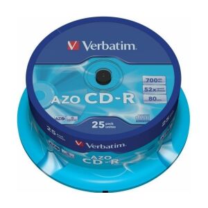 Verbatim CD-R Rohling AZO 700 MB 1x-52x Crystal, 25er-Spindel 146789010 - Beschreibbare CD & DVD