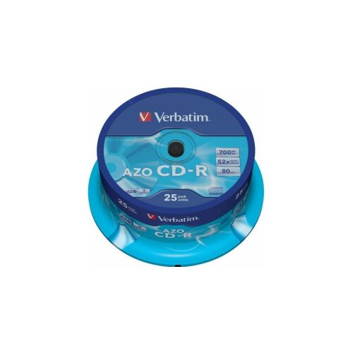 Verbatim üres CD-R AZO 700MB 1x-52x Crystal, 25 db-os tekercs orsó 146789010