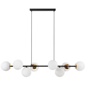 SIENA FEKETE ÉS ARANY FÜGGŐLÁMPA 8 LAPOS FEHÉR LÁMPABÚRÁVAL E14 146789345 - Lámpa & Világítás