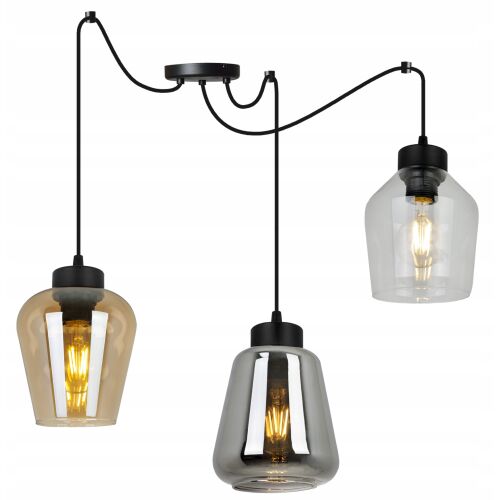 Modern Light-Home Rijeka póklámpa grafit, méz és átlátszó üvegbúrákkal - Függeszték