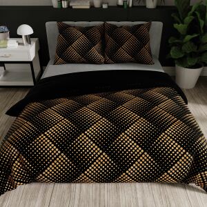 LUXE szatén ágyneműhuzat - arany geometrikus minták - 160x200cm 146791302 - Ágynemű - ifjúsági és felnőtt