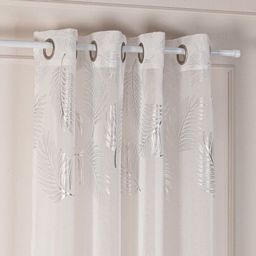 MARIETTA Készre varrt függöny fűzőlyukakkal és pórázzal, szélesség 140cm x magasság 250cm, szín 001 fehér ezüst díszítéssel 146792221