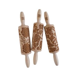 MoodForWood Fa Sodrófa 25 cm Fogantyúkkal, 3 Darabos Készlet, Gravírozott, Sütéshez Tökéletes - Anyák Napi Minta 146792462 - Sodrófa & Nyújtófa