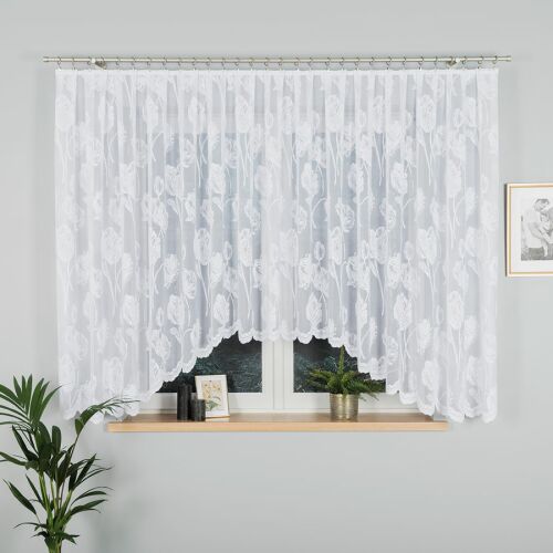 SONIA - Készre varrt jacquard függöny alul kivágással - 450x160 cm - fehér