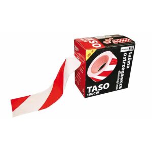 FIGYELMEZTETŐ SZALAG ADAGOLÓBAN 70MM*100MB FEHÉR-PIROS - SZALAG 70*10C