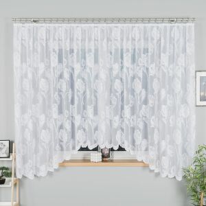 SONIA - Készre varrt jacquard függöny alul kivágással - 450x180 cm - fehér 146795364 - Függöny