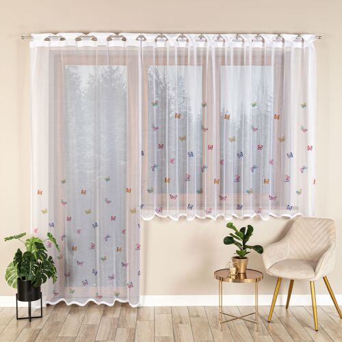 PILLANGÓK - Készre varrt jacquard függöny egyenes szegéllyel - 140x240 cm - fehér 146795501