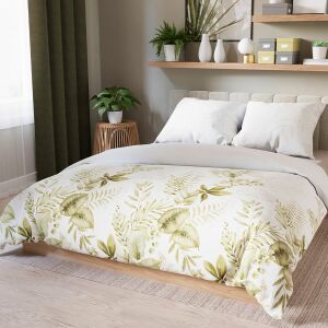 LIGIERO ágyneműgarnitúra 160x200 cm - szatén pamut, fehér, növényi minta 146796420 - Ágynemű - ifjúsági és felnőtt