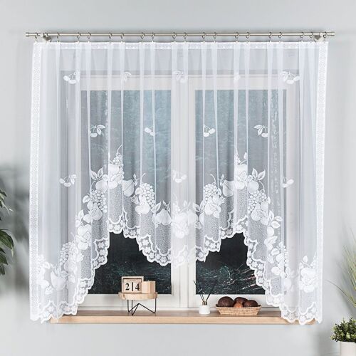 PENELOPE - Készre varrt jacquard függöny alul kivágással - 400x160 cm - fehér