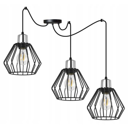 Light Home Nuvola 3 ágú függőlámpa fekete drótbúrával - Függeszték