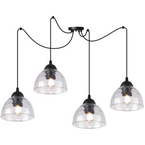 VENICE PÓK FÜGGŐLÁMPA 4 LAPOS, ÁTLÁTSZÓ LÁMPABÚRÁVAL E27