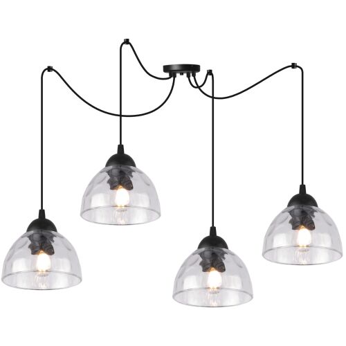 VENICE PÓK FÜGGŐLÁMPA 4 LAPOS, ÁTLÁTSZÓ LÁMPABÚRÁVAL E27 146797484