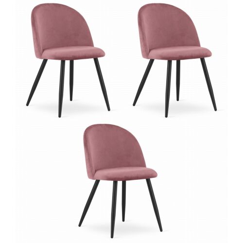 BELLO szék - sötét rózsaszín bársony / 3 db fekete láb 146797546