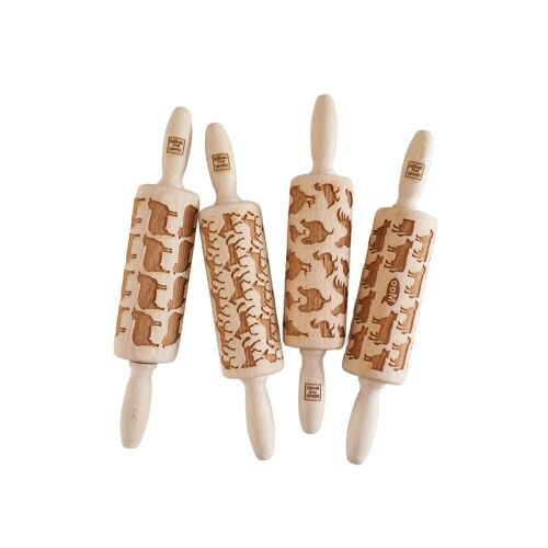 MoodForWood Fa Sodrófa 25 cm Fogantyúkkal, 4 Darabos Készlet, Gravírozott, Sütéshez Tökéletes - Haszonállatok Minta 146799815