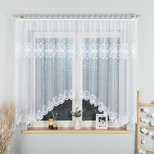 ŻANETA - Készre varrt jacquard függöny alul kivágással - 350x155 cm - fehér 146799939