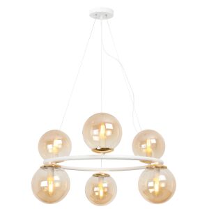 AURA FEHÉR-ARANY FÜGGŐLÁMPA 6 LAPOS MÉZLÁMPA E14 146801472 - Lámpa & Világítás