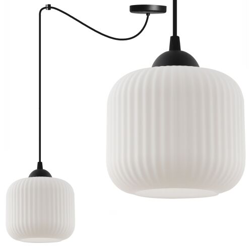 Függesztett lámpa, pók alakú, fekete, 1 lapos, fehér, hengeres lámpaernyő, E27 146803204