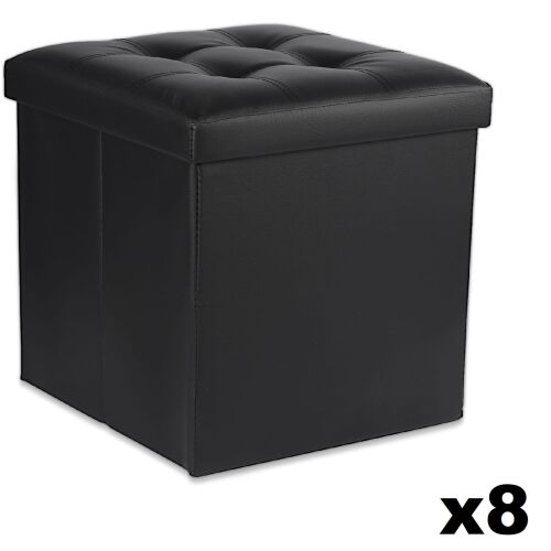 Összecsukható puff L gombokkal - 38x38x38cm, fekete műbőr x 8 146803781