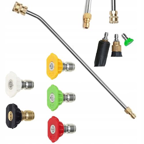 Rosfix 5 db gyorscsatlakozós fúvóka készlet magasnyomású mosókhoz (0°, 15°, 25°, 40°, 60°) + Rosfix lándzsa magasnyomású mosókhoz 1/4"" 34cm hajlított 90° + Habpisztoly 146803792