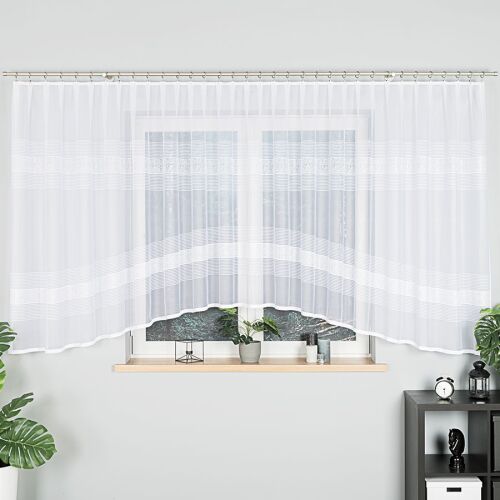 KLAUDYNA - Készre varrt jacquard függöny alul kivágással - 520x160 cm - fehér 146806601