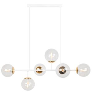 SIENA MENNYEZETI LÁMPA, FEHÉR ÉS ARANY SZÍNŰ, 6 LAPOS LÁMPÁVAL, E14, HOSSZÚ KARAKKAL