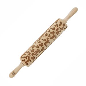 MoodForWood Fa Sodrófa, Gravírozott, 43 cm Fogantyúkkal, Sütéshez Tökéletes - Farmer Minta 146807417 - Sodrófa & Nyújtófa