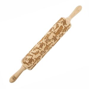 MoodForWood Fa Sodrófa, Gravírozott, 43 cm Fogantyúkkal, Sütéshez Tökéletes - Óceán Minta 146807667 - Sodrófa & Nyújtófa