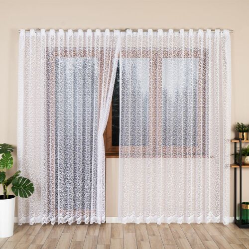 BOGUMIŁA - Készre varrt jacquard függöny egyenes szegéllyel - 300x250 cm - fehér 146807896