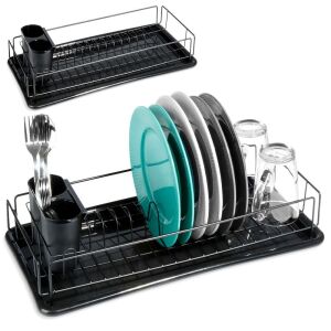 Ociekacz Mała Suszarka Stojąca na Naczynia Talerze Sztućce Czarna Metalowa 146808234 - Konyhai eszköz