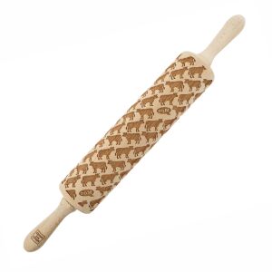 MoodForWood Fa Sodrófa, Gravírozott, 43 cm Fogantyúkkal, Sütéshez Tökéletes - Tehén Minta 146809377 - Sodrófa & Nyújtófa