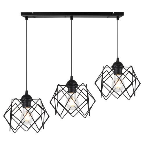 STELLA FÜGGŐLÁMPA 3 LAPOS FEKETE LÁMPABÚRÁVAL E27