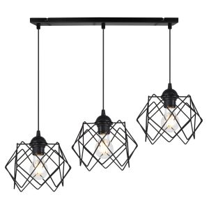 STELLA FÜGGŐLÁMPA 3 LAPOS FEKETE LÁMPABÚRÁVAL E27