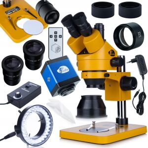 Rosfix Draco Blue PRO Set - Mikroskop Trinokularowy 7-45× z Kamerą HDMI FullHD + Soczewka Barlow 0.5× + Oświetlacz LED 56x | Zestaw do Inspekcji i Lutowania