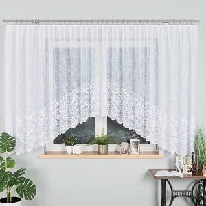 KINGA - Készre varrt jacquard függöny alul kivágással - 600x160 cm - fehér 146810915 - Függöny