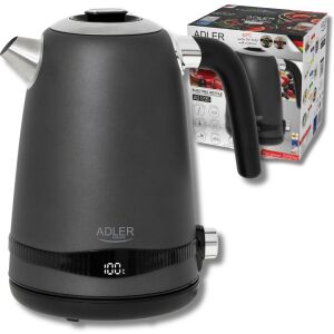 AD 1295 szürke 1,7 literes fém vízforraló LCD kijelzővel és hőmérséklet-szabályozással 146812411 - Vízforraló, Kenyérpirító, Szendvicssütő és Asztali grillsütő